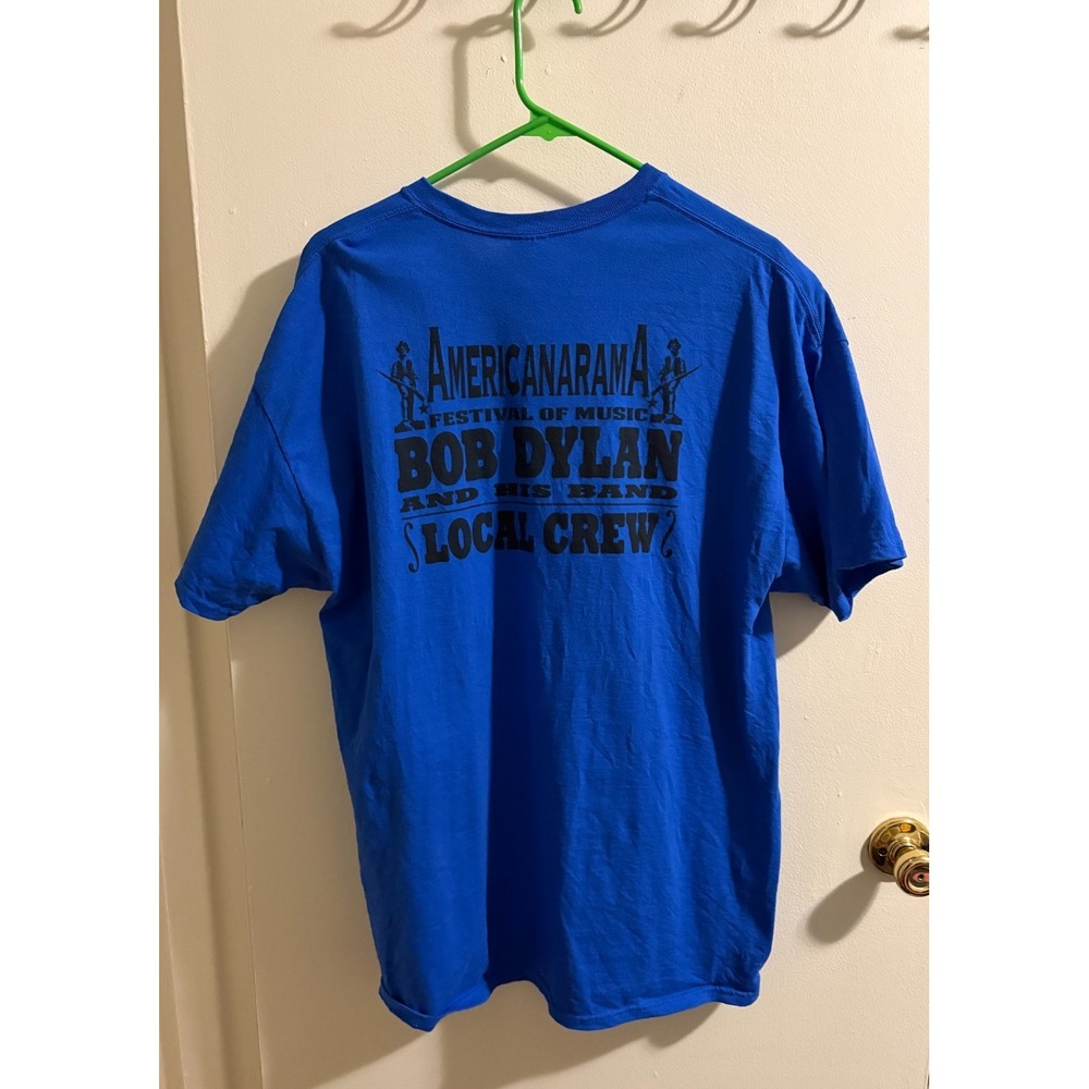 Bob Dylan T Shirt Adult XL Blue 2013 Americanarama Tour Local Crew